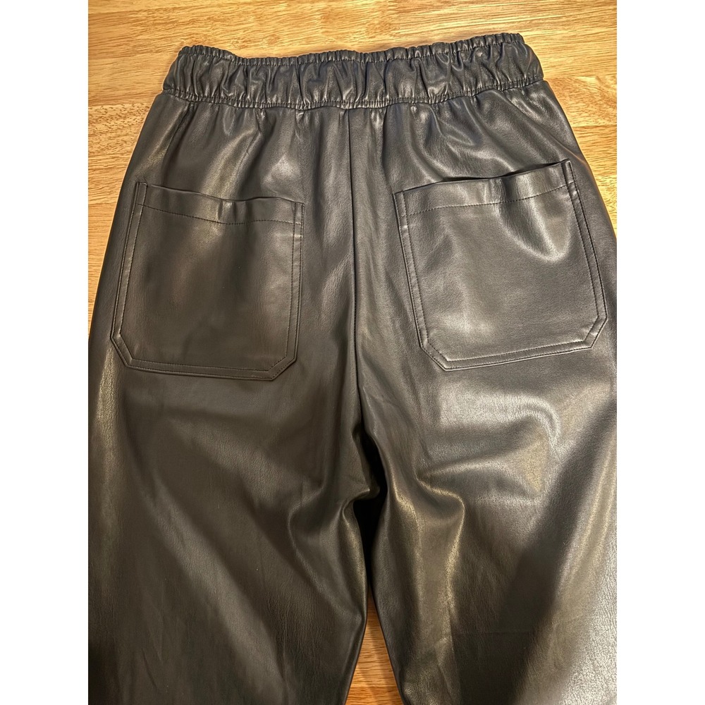 WeWoreWhat Faux Leather Jogger Pants Womens S Black Elastic Waist Trendy Chic - Picture 2 of 6